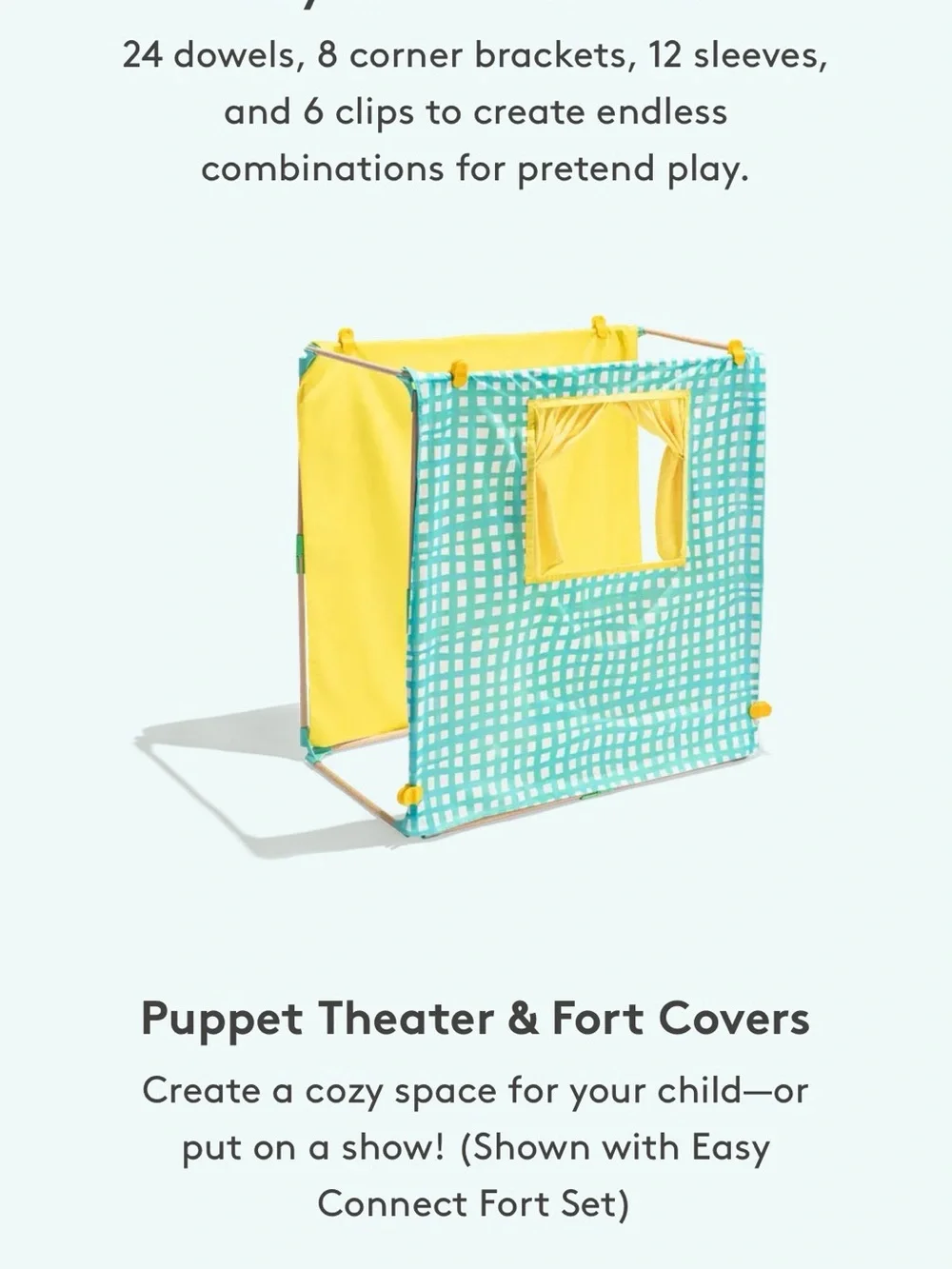 Kids Puppet Theater & Play Fort Cover - Yellow and Teal